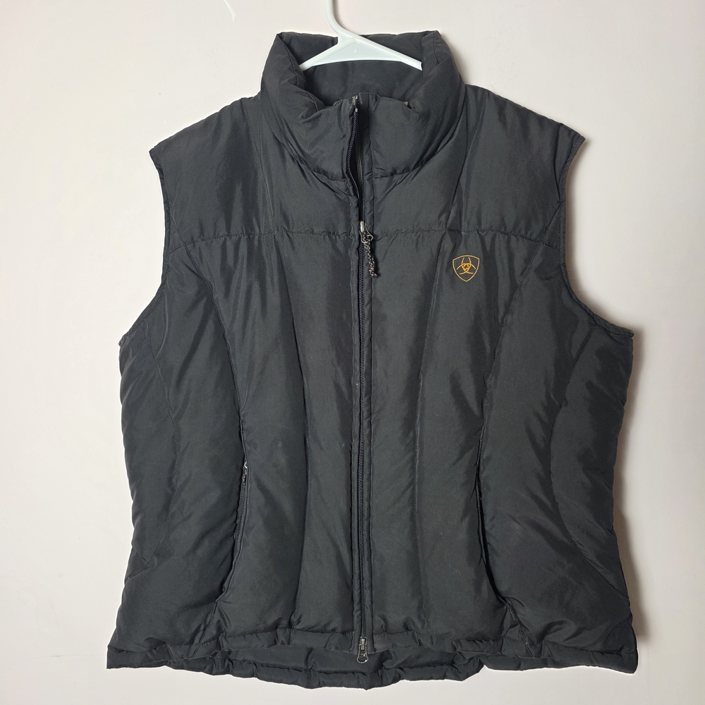 Ariat Goose Down Puffer Vest Black Full Zip Insulated Riding Equestrian Large